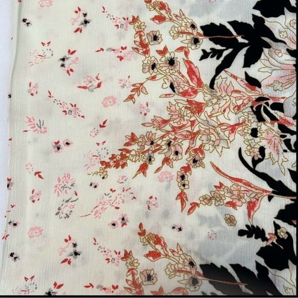 Roffe accessories orange/cream/black flowy kimono great colors print & drape EUC - Picture 8 of 8